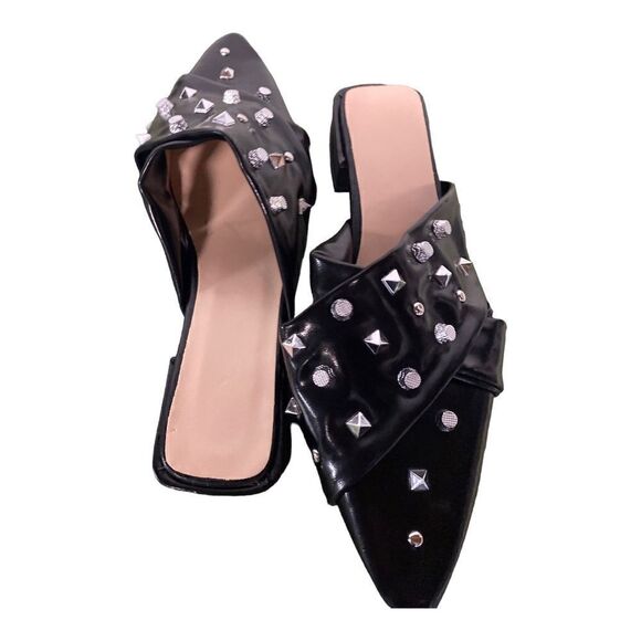 #206 BOUTIQUE Patent  Studded Mules - Picture 3 of 5